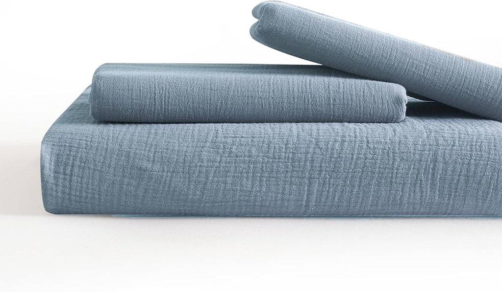 100% algodón lavado Lino Feel Super Soft Cómodo Chic Ligero 3 PCs Juego de ropa de cama para el hogar Sage Green Queen